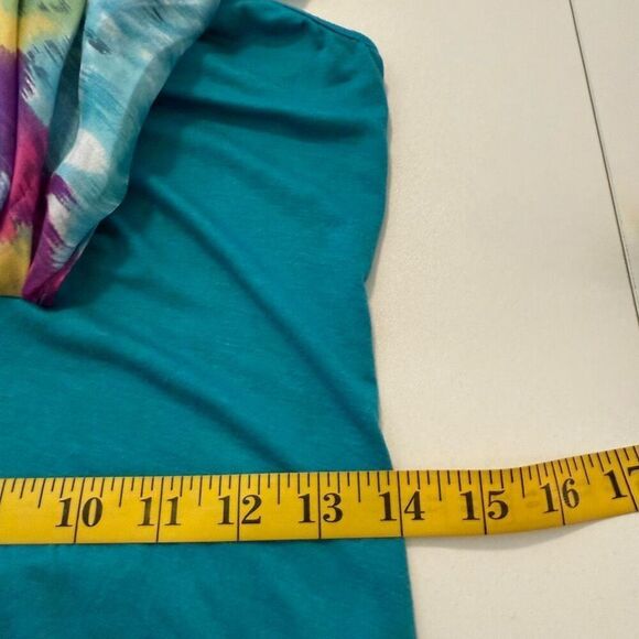 Gibson Teal Tank With Watercolor Silk Overlay Top Sz S - Picture 12 of 15